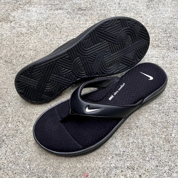 NEW WMNS NIKE ULTRAS COMFORTS 3 THONGS WOMEN THNG III BLACKS WHITES FOOTBEDS - Picture 6 of 7